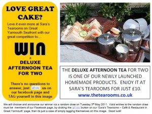 Sara's Tearooms Facebook Comp - Deluxe Afternoon Tea